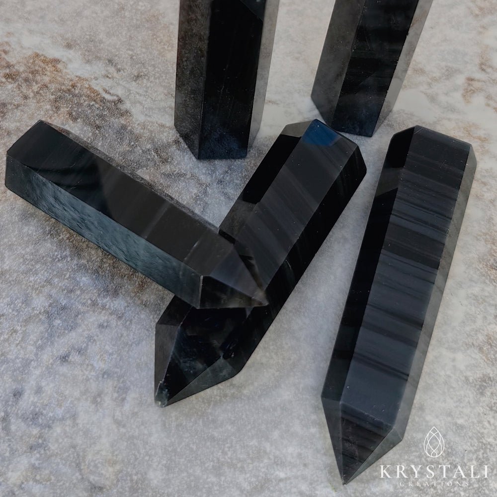 Tower - Banded Black Obsidian