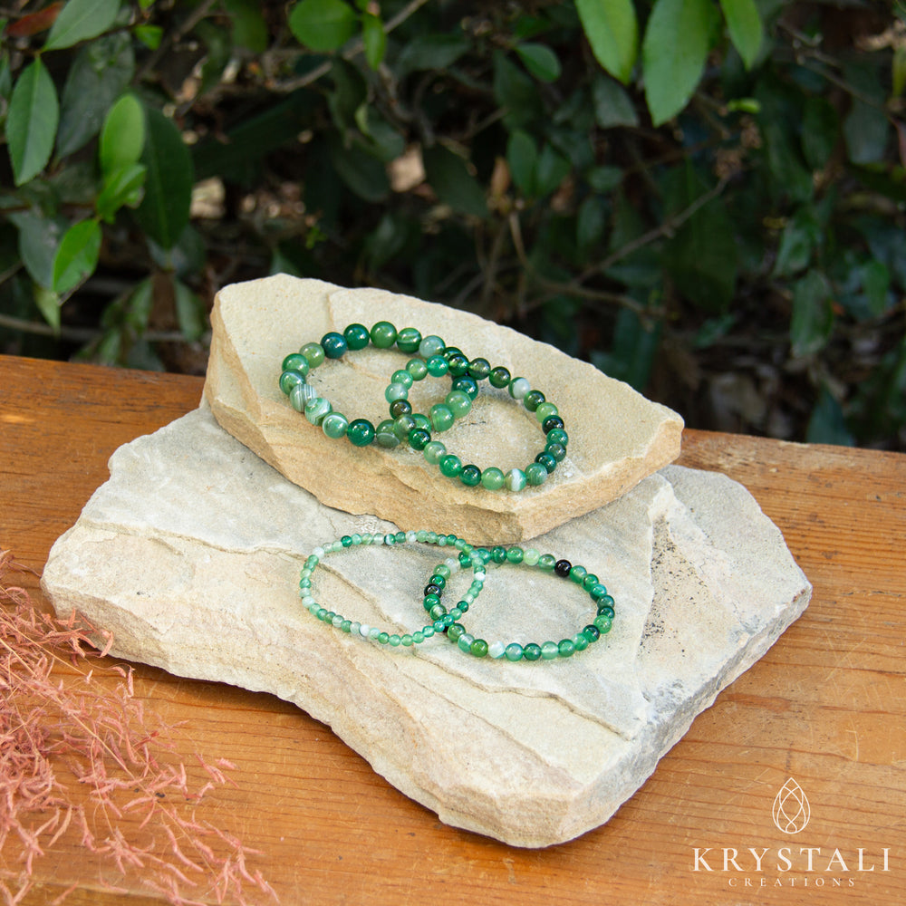 Green Stripe Agate Bracelet